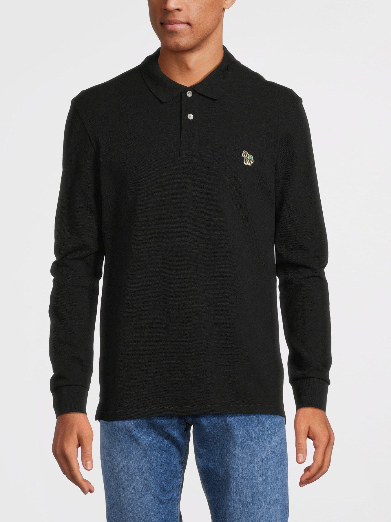 undefined Zebra Regular Fit Long Sleeve Polo Shirt - Black