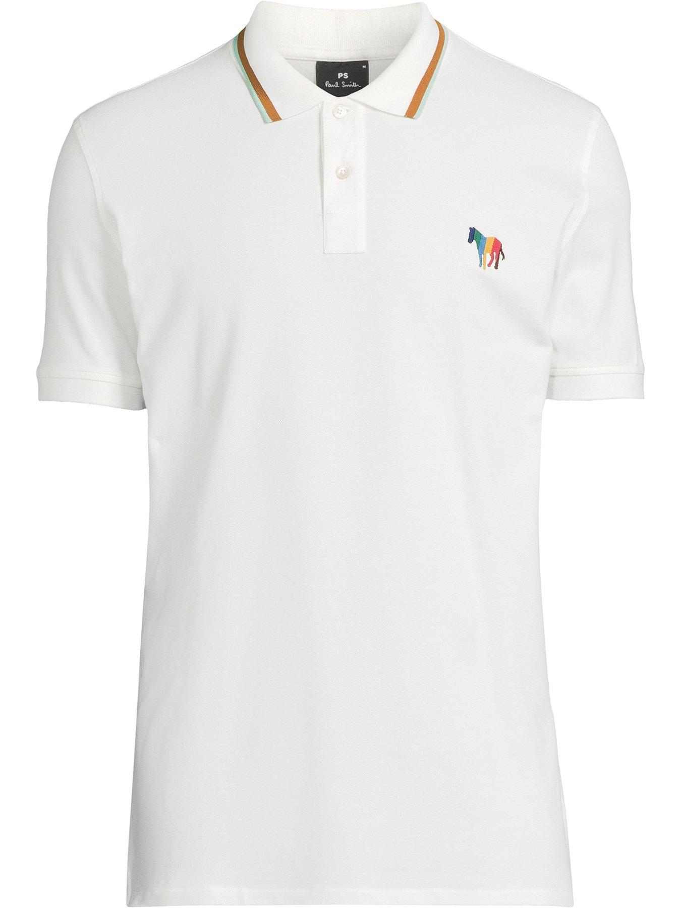 PS PAUL SMITH Embroidered Zebra Regular Fit Polo Shirt - White | Very.co.uk