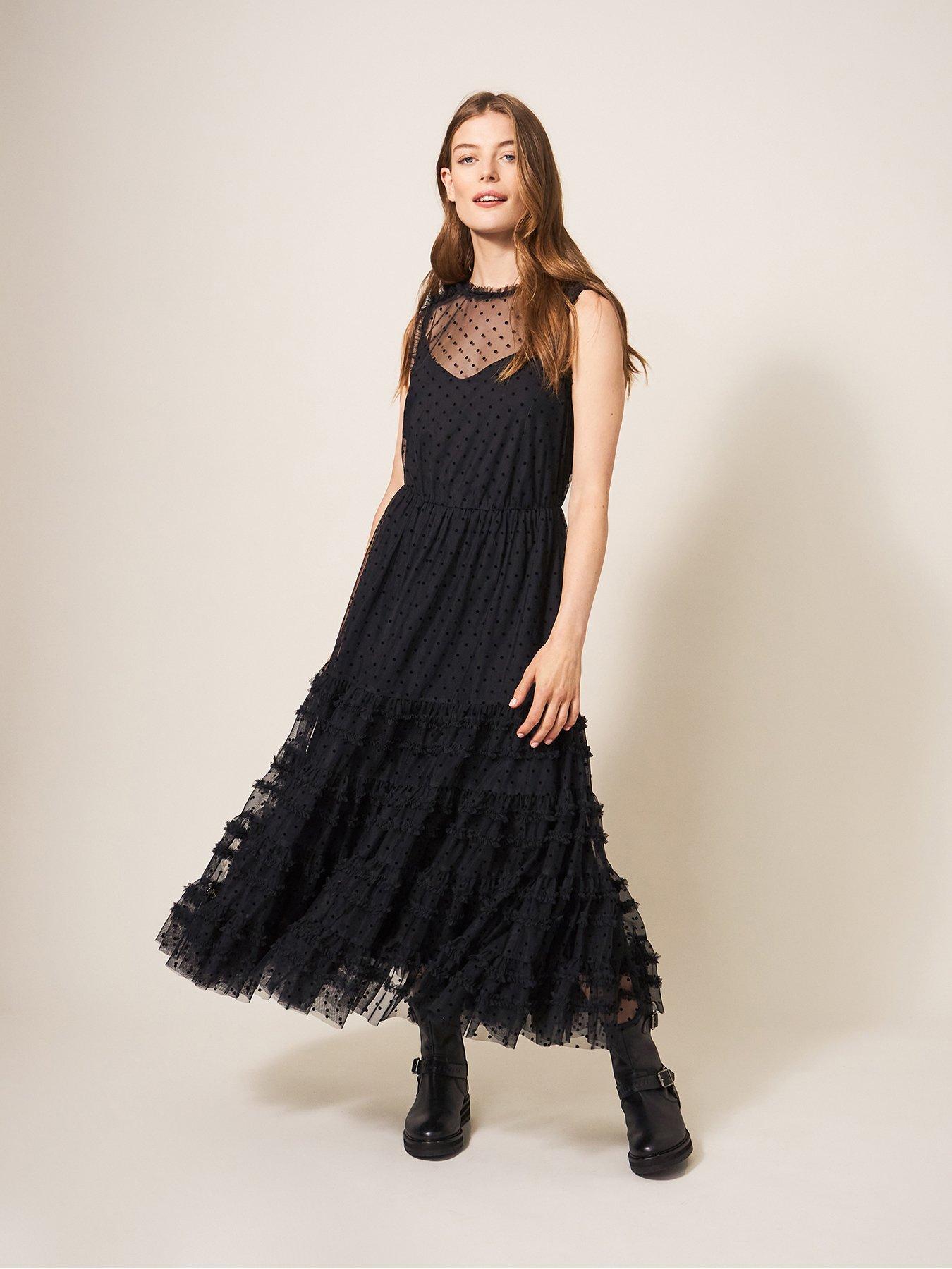 Black and sales white tulle dress