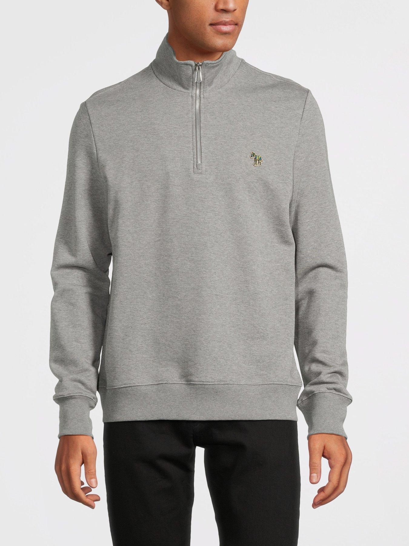 Ps Paul Smith Zebra Regular Fit Half Zip Sweatshirt - Grey