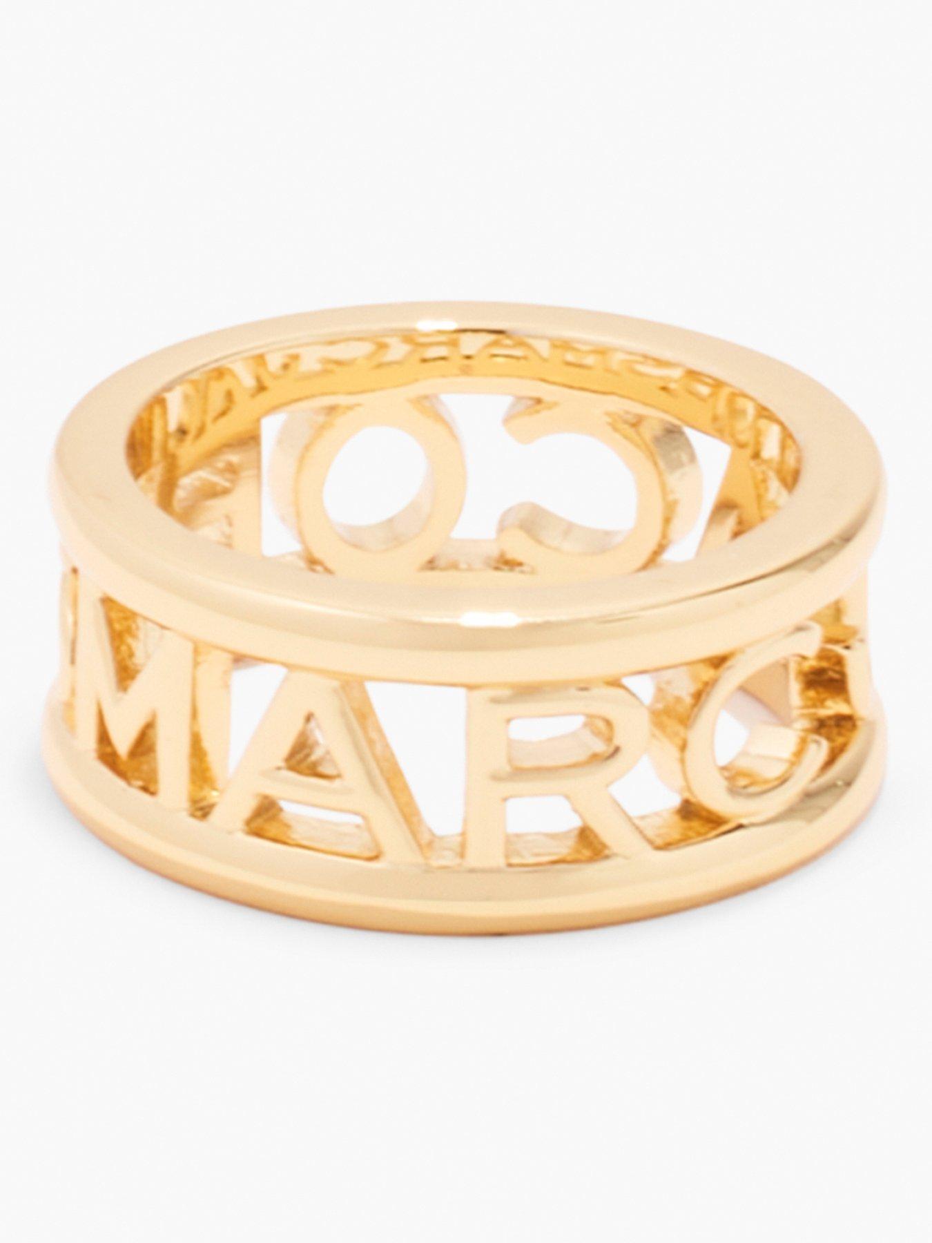 Product photograph of Marc Jacobs Logo Metal Ring - Gold from very.co.uk