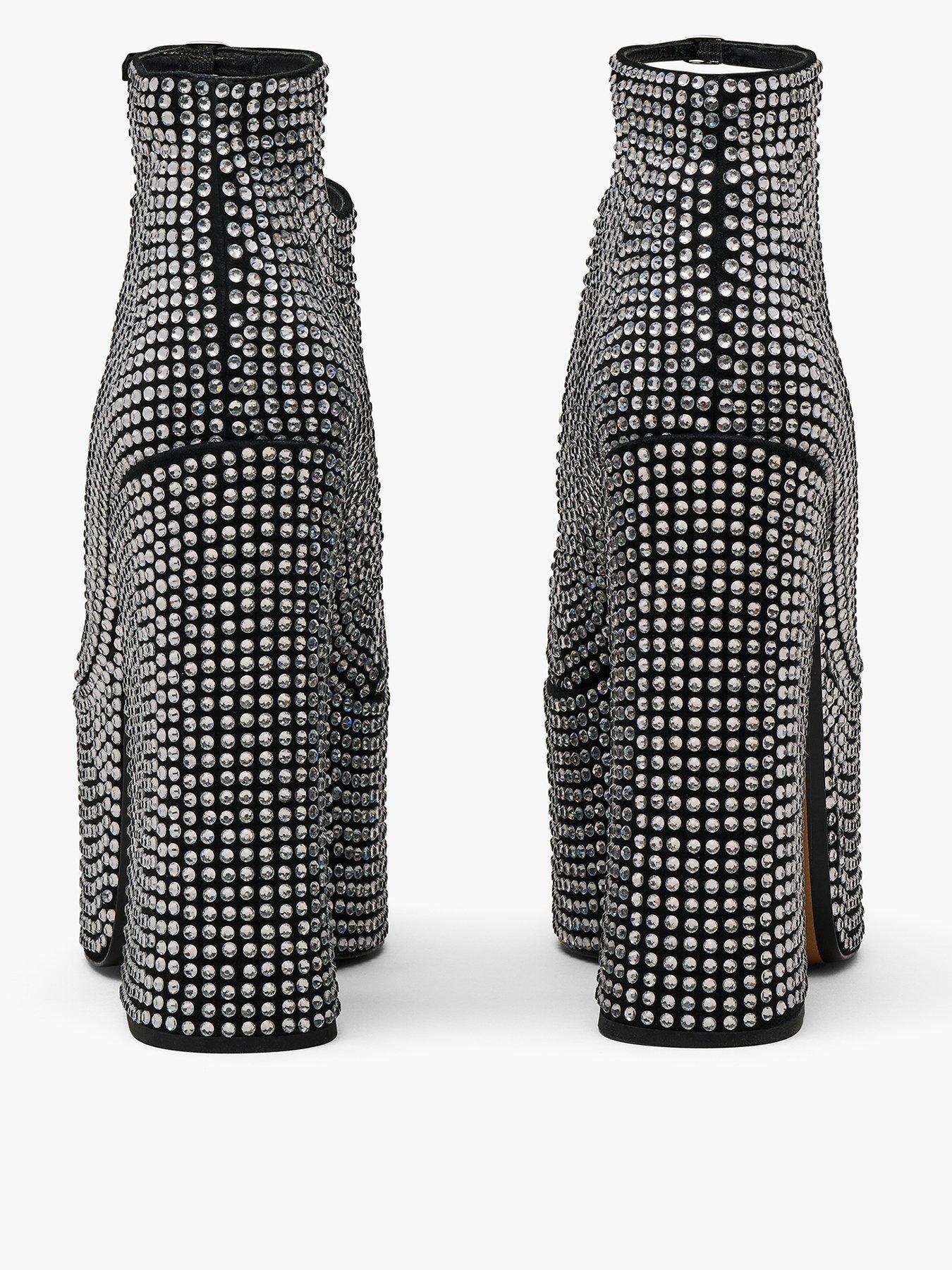 MARC JACOBS The Kiki Rhinestone Ankle Boots Black Crystal Very