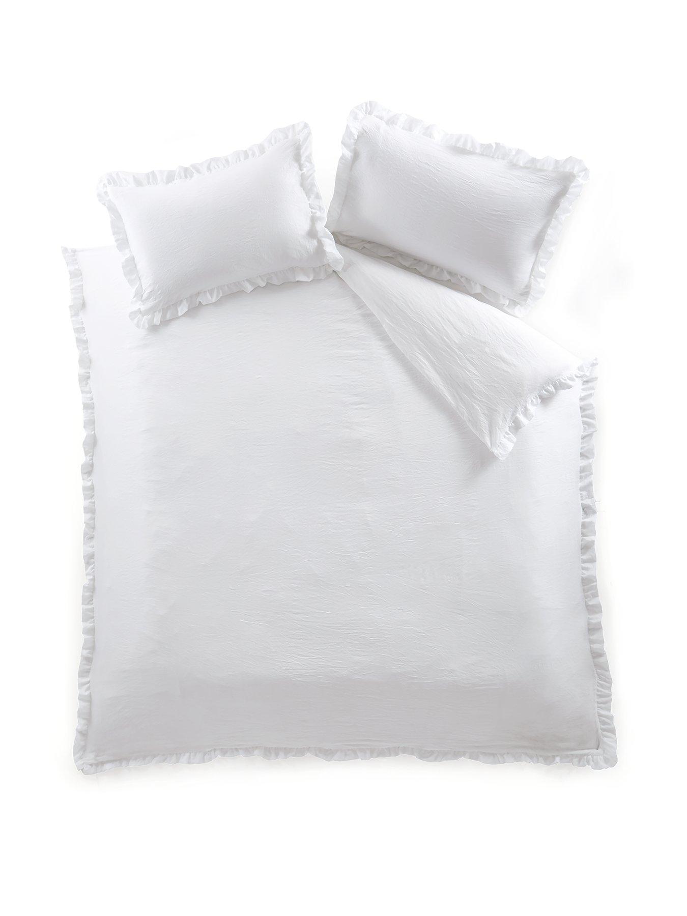 Image 2 of 4 of The Very Collection Ruffle Edge Pinsonic Duvet Cover Set - White