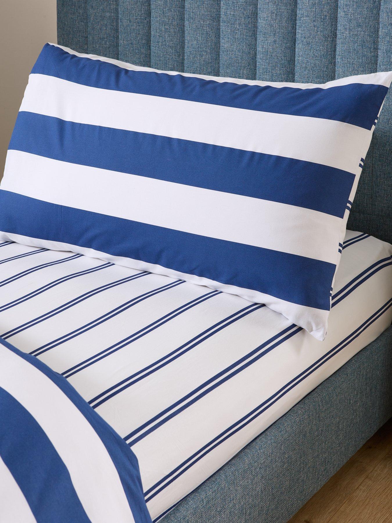 Product photograph of Very Home Stripe Kids Fitted Sheet - Blue from very.co.uk