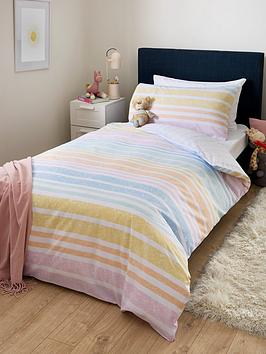 Product photograph of Everyday Kids Rainbow Stripe Duvet Cover Set from very.co.uk