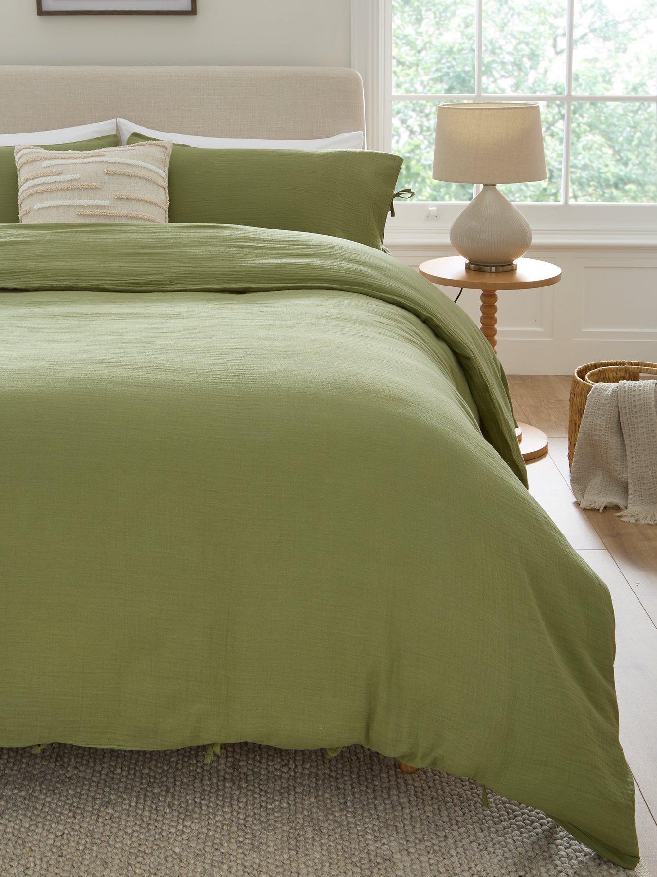 undefined Muslin Duvet Cover Set in Olive