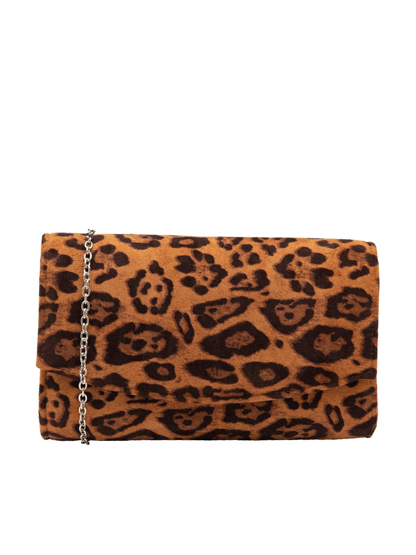 Leopard print clutch store bag uk