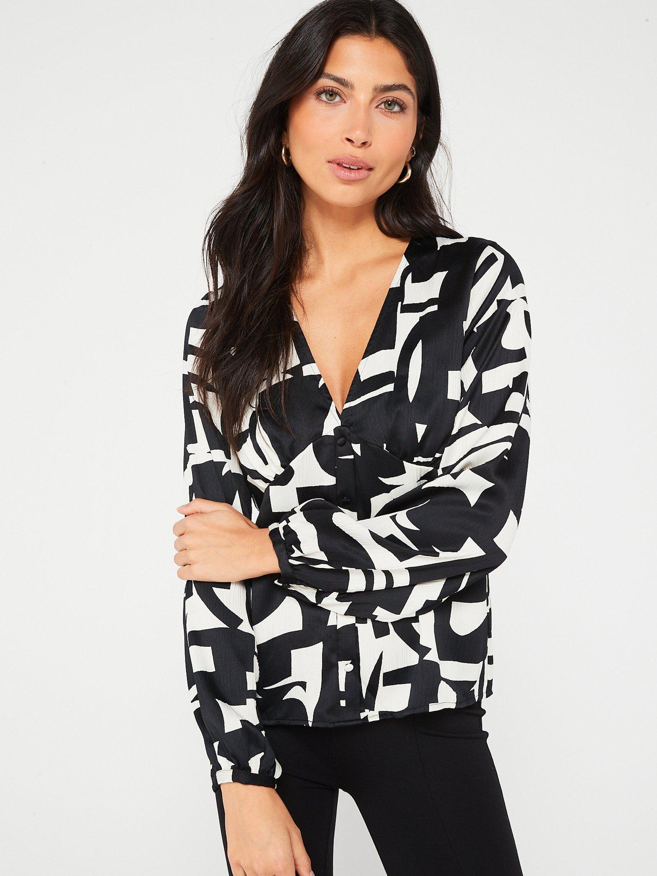 pieces-sadie-printed-blouse-blackwhite