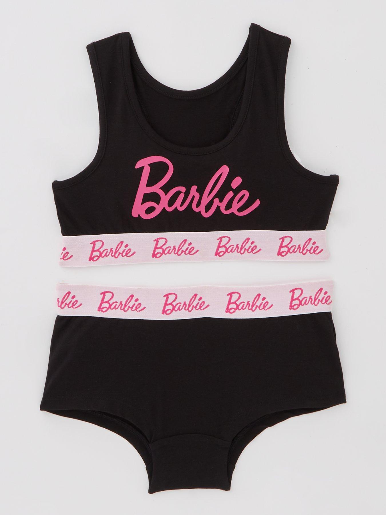 Barbie Older Girl 2 Piece Crop Top and Knicker Set Black Very.co.uk