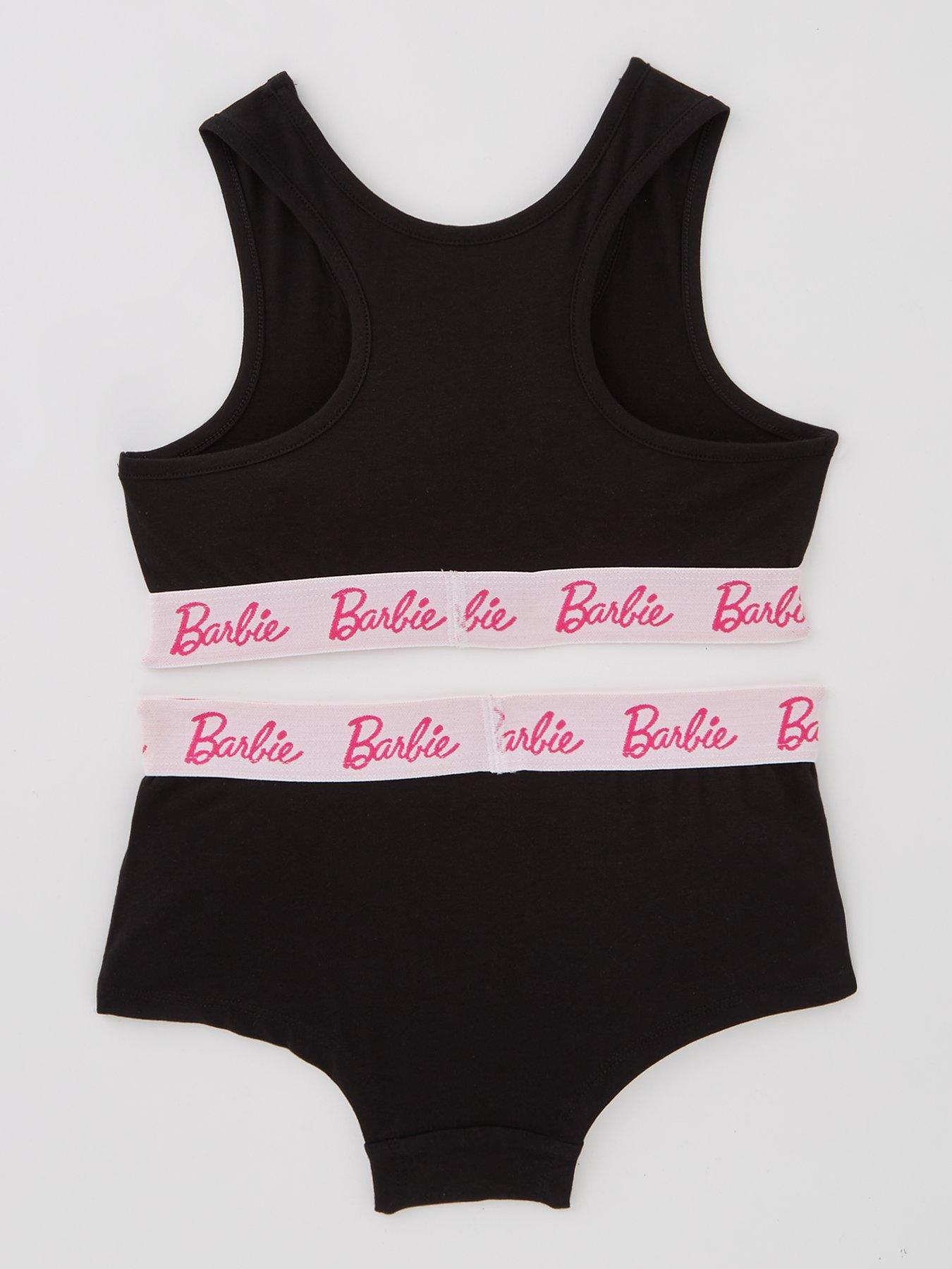 Barbie Older Girl 2 Piece Crop Top and Knicker Set Black Very.co.uk