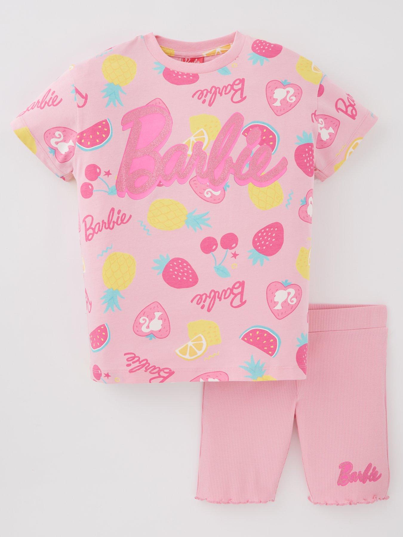 Barbie Little Girls Knotted Long Sleeve Graphic T-Shirt & Leggings Grey /  Black 4-5