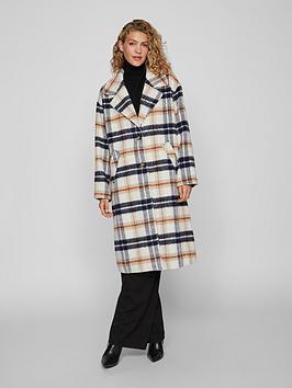 vila wool mix single breasted coat - multi