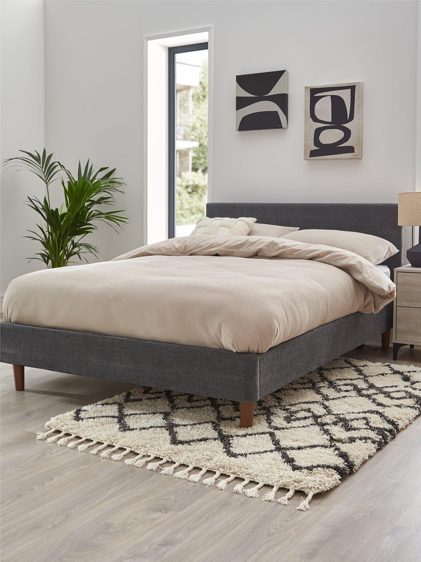 undefined Porto Fabric Bed Frame with Mattress Options (Buy  &  SAVE!) - Dark Grey - FSC® Certified