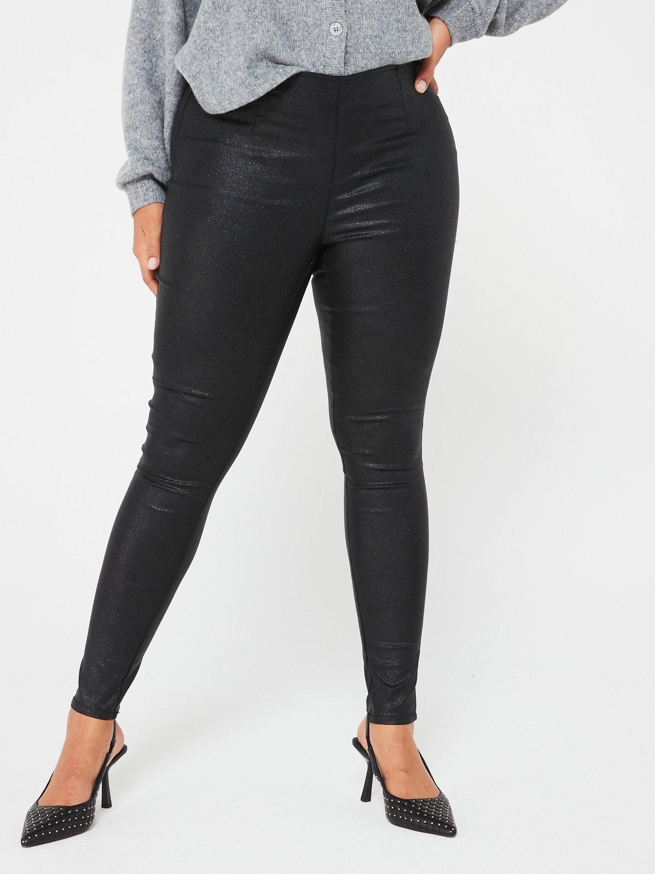 Curvy coated Leggings, Black