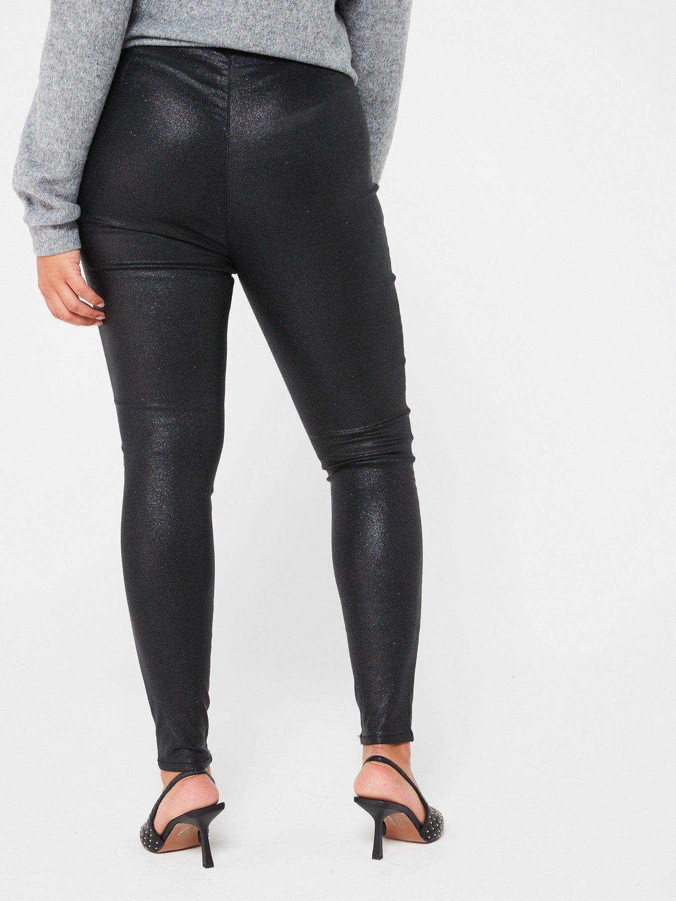 Curvy coated Leggings, Black