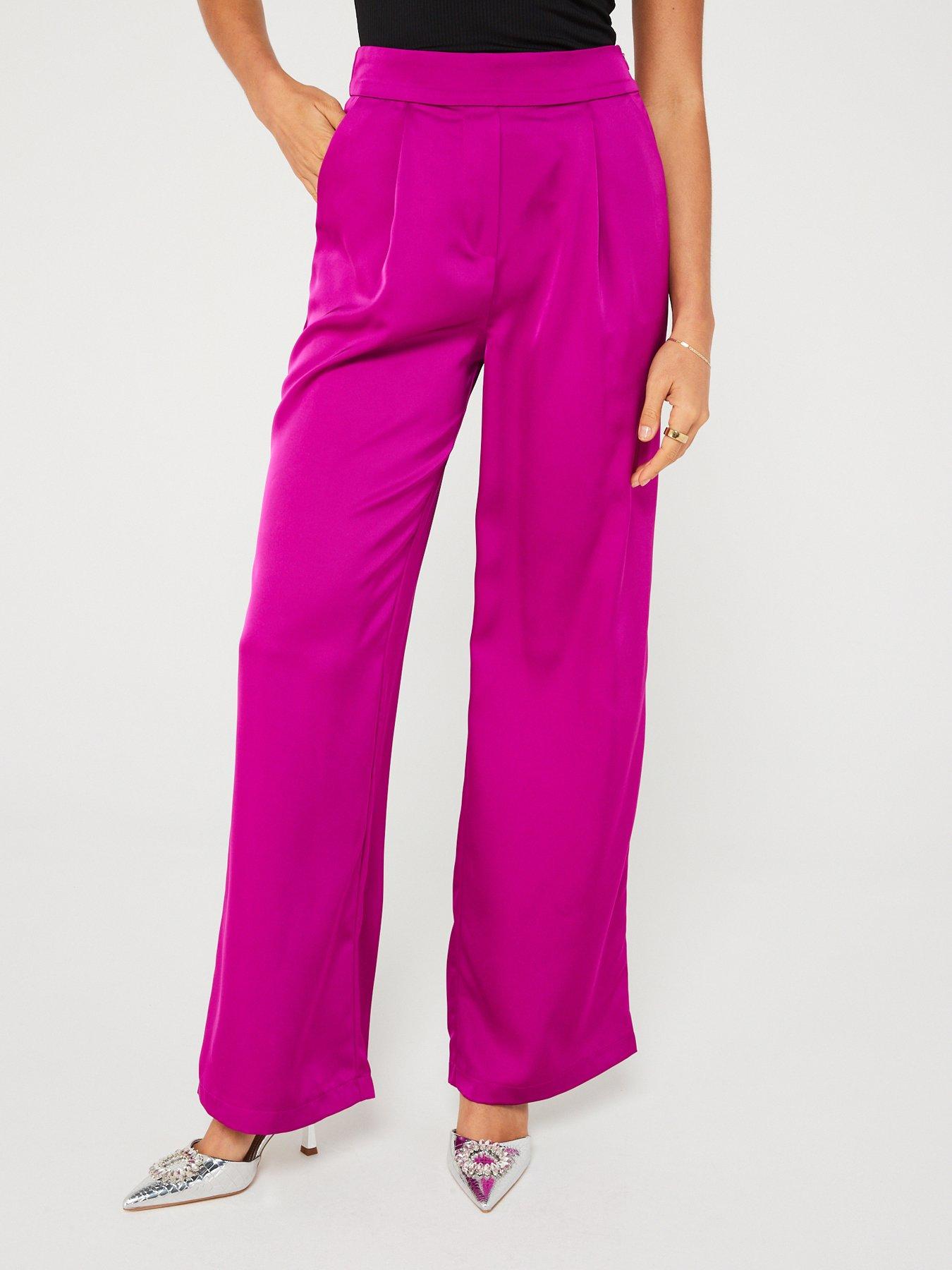 Hot Pink High Waisted Wide Leg Trousers