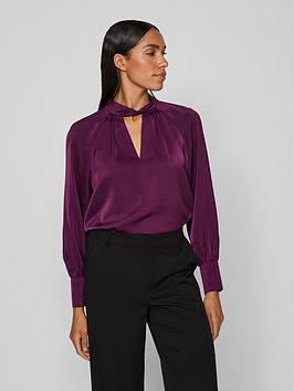 vila elma twist neck blouse - purple