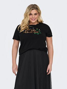 only curve merry christmas' t-shirt - black