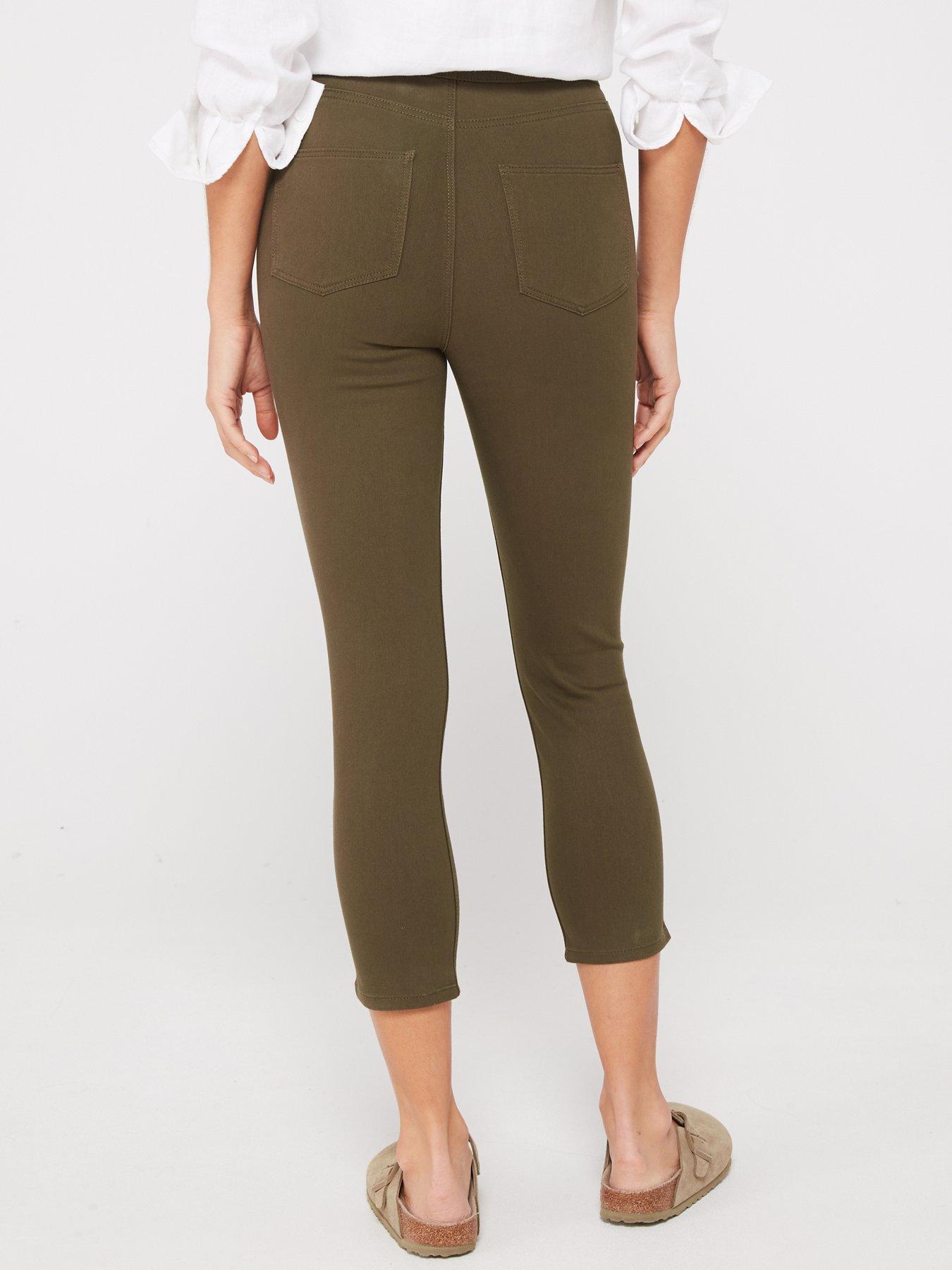 Everyday High Waist Crop Jeggings Khaki