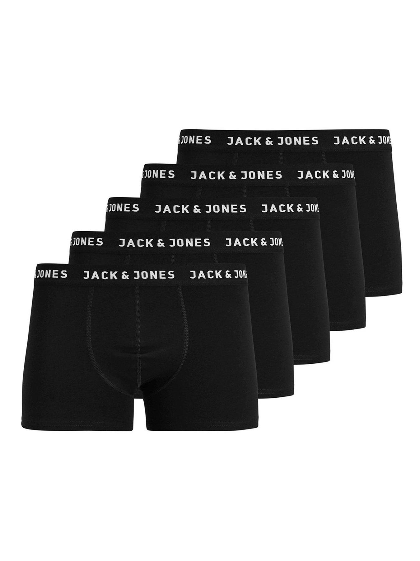 Jack & Jones Junior Boys 5 Pack Huey Trunks - Black