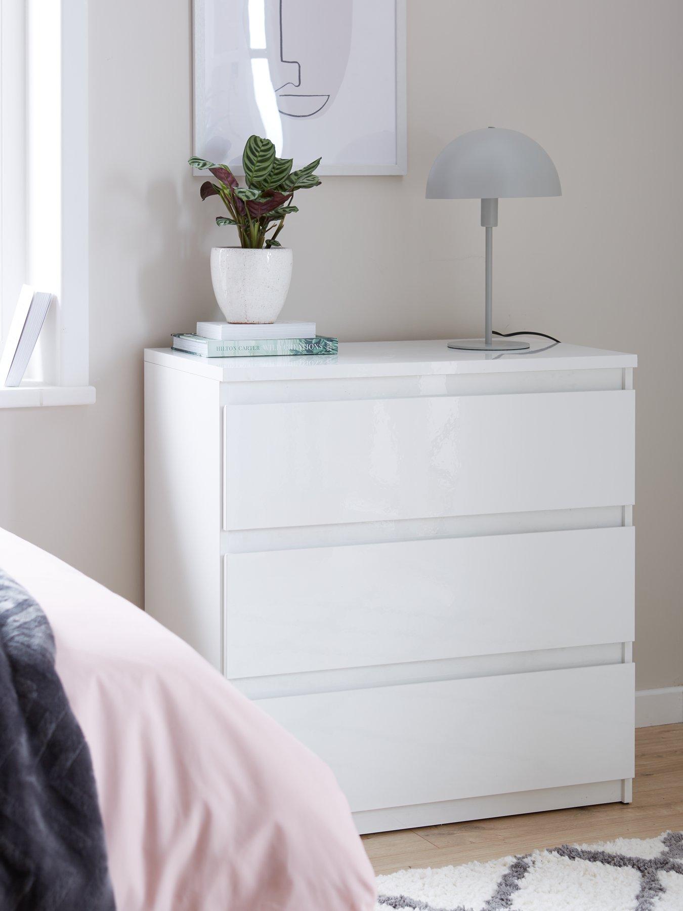 The Very Collection Layton Gloss 3 Drawer Chest - White - FSC® Certified