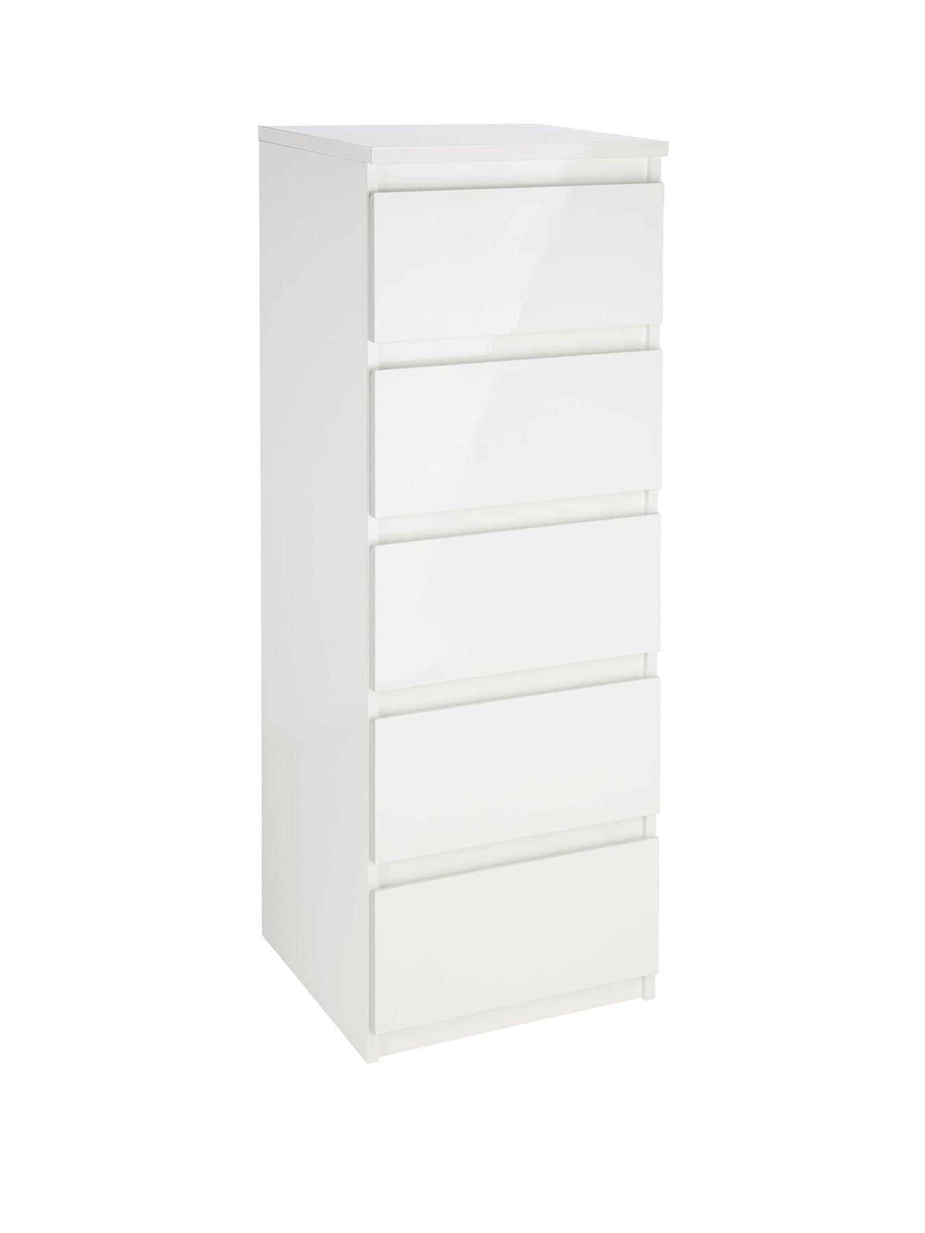 The Very Collection Layton Gloss 5 Drawer Narrow Chest - White - FSC ...