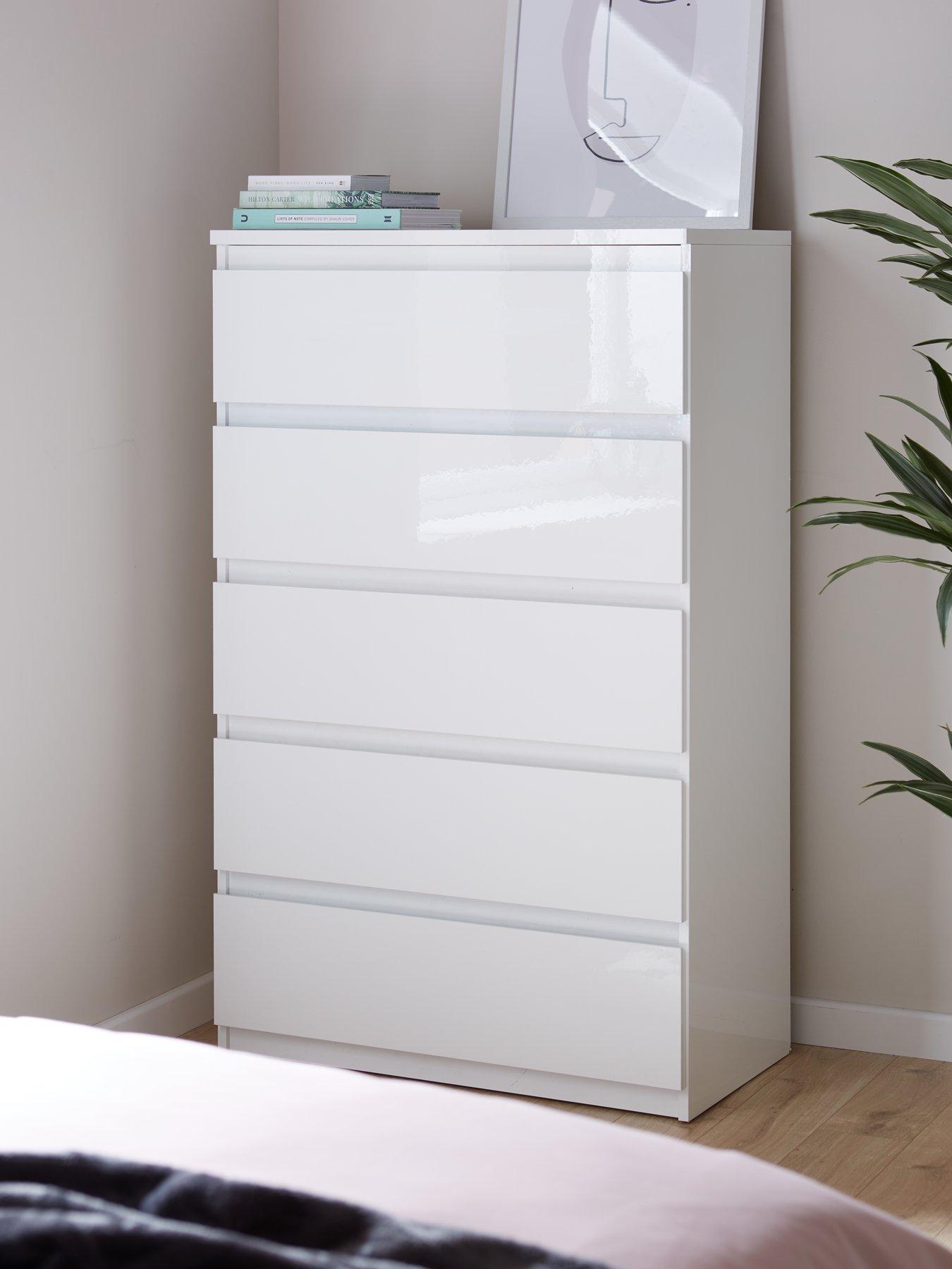 The Very Collection Layton Gloss 5 Drawer Chest - White - FSC® Certified