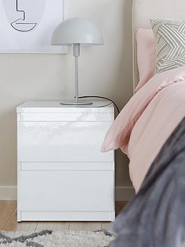 Very Home Layton Gloss 2 Drawer Bedside - White - Fsc Certified