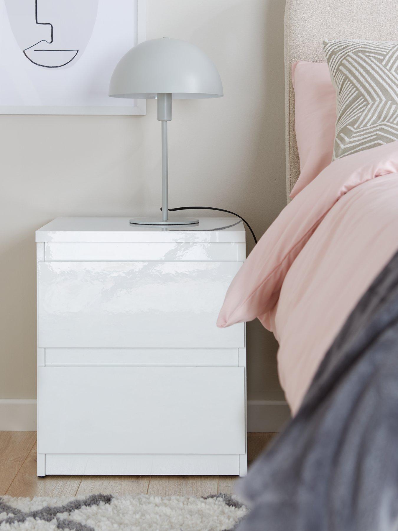 Very Home Layton Gloss 2 Drawer Bedside - White - FSC® Certified