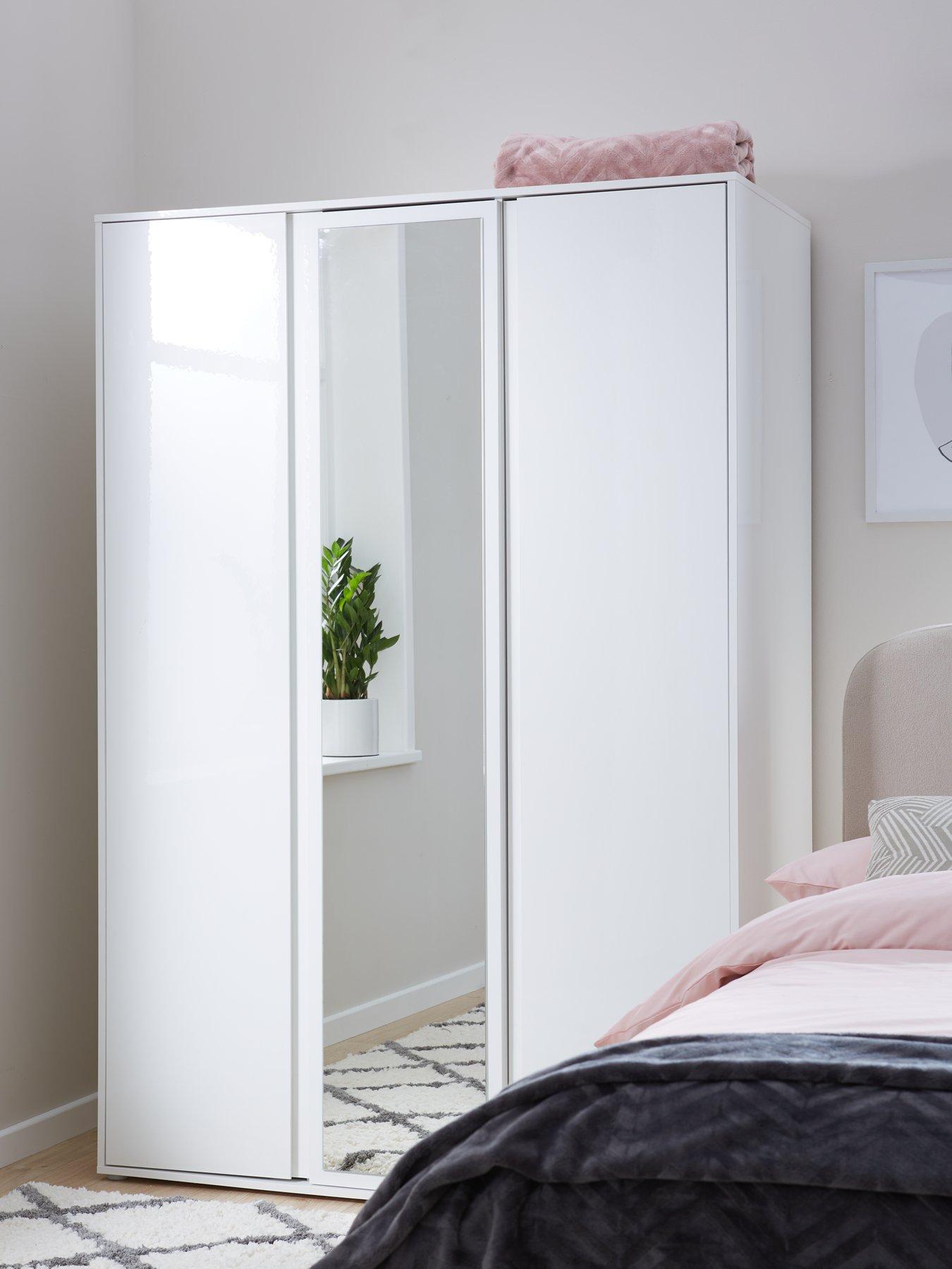 undefined Layton Gloss 3 Door Mirrored Wardrobe - White - FSC® Certified