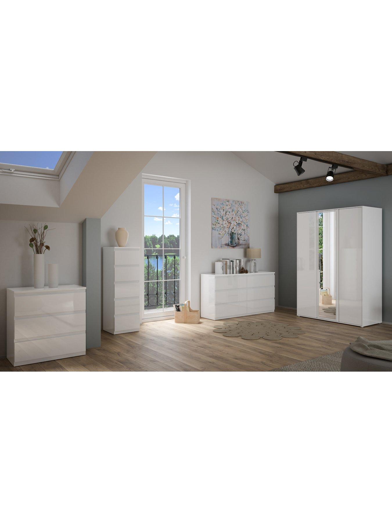 Image 6 of 6 of Very Home Layton Gloss 3 Door Mirrored&nbsp;Wardrobe - White&nbsp;- FSC&reg; Certified