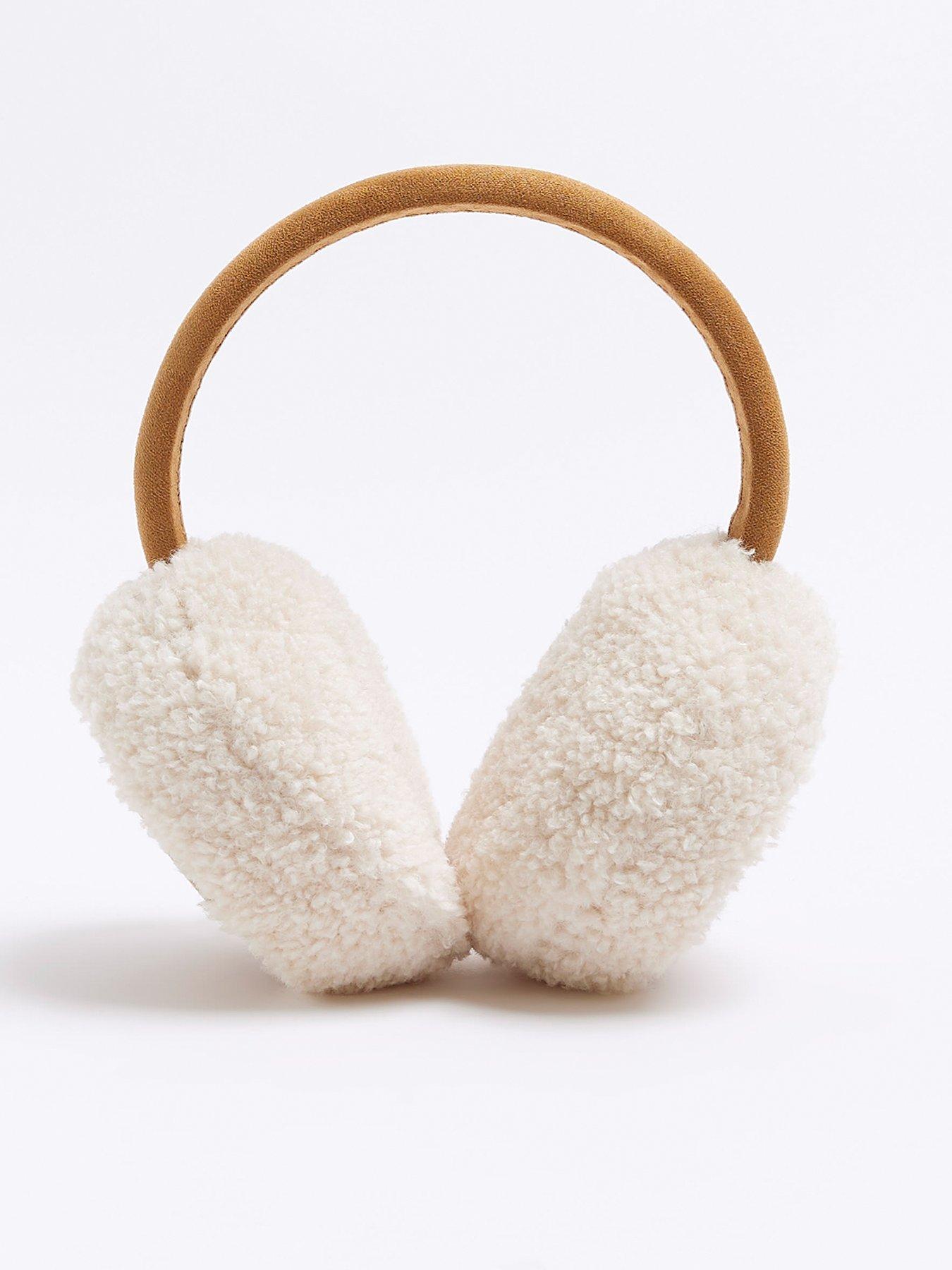 River Island Faux Fur Ear Muffs Beige very.co.uk