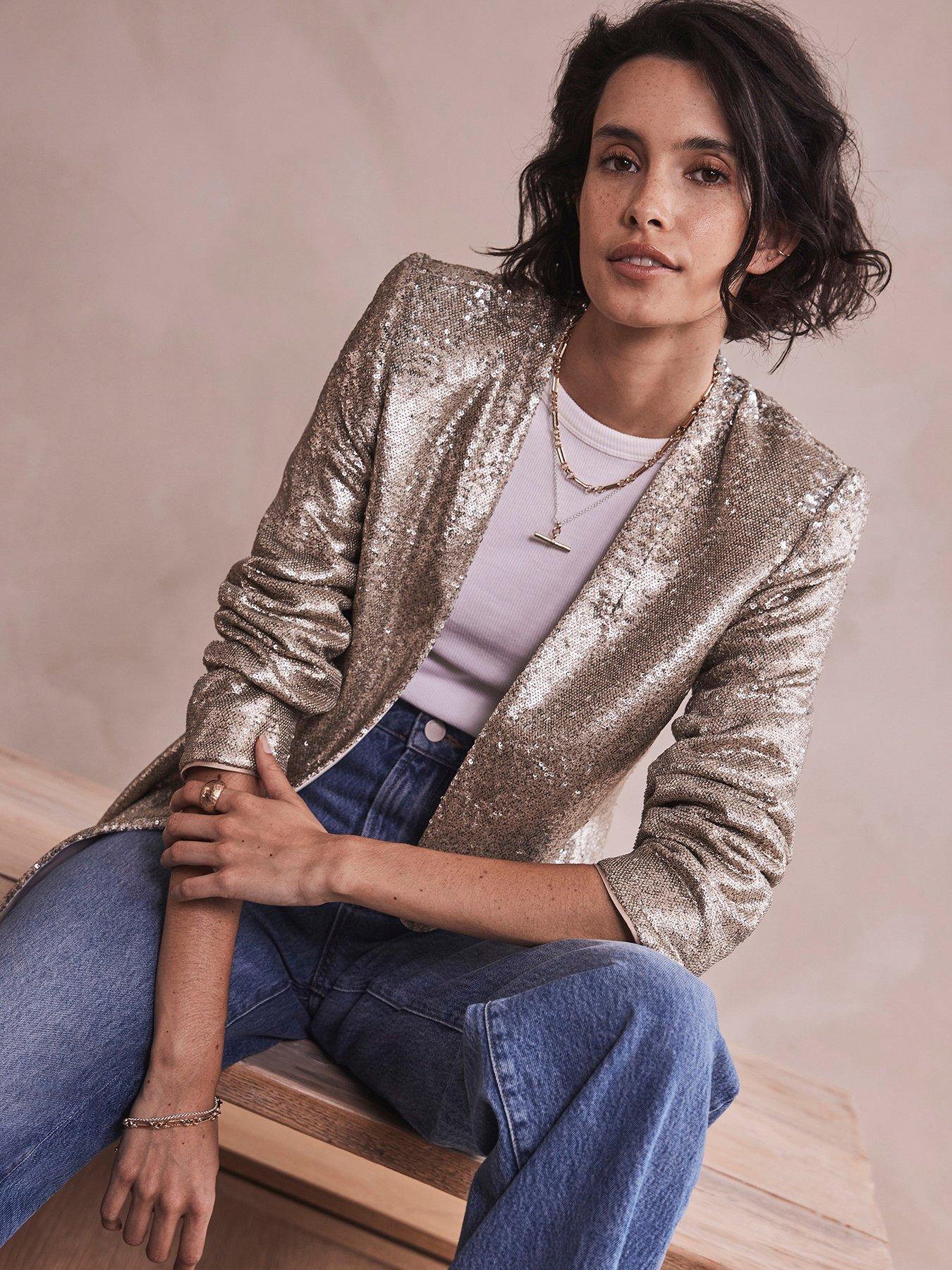 Long gold shop sequin jacket