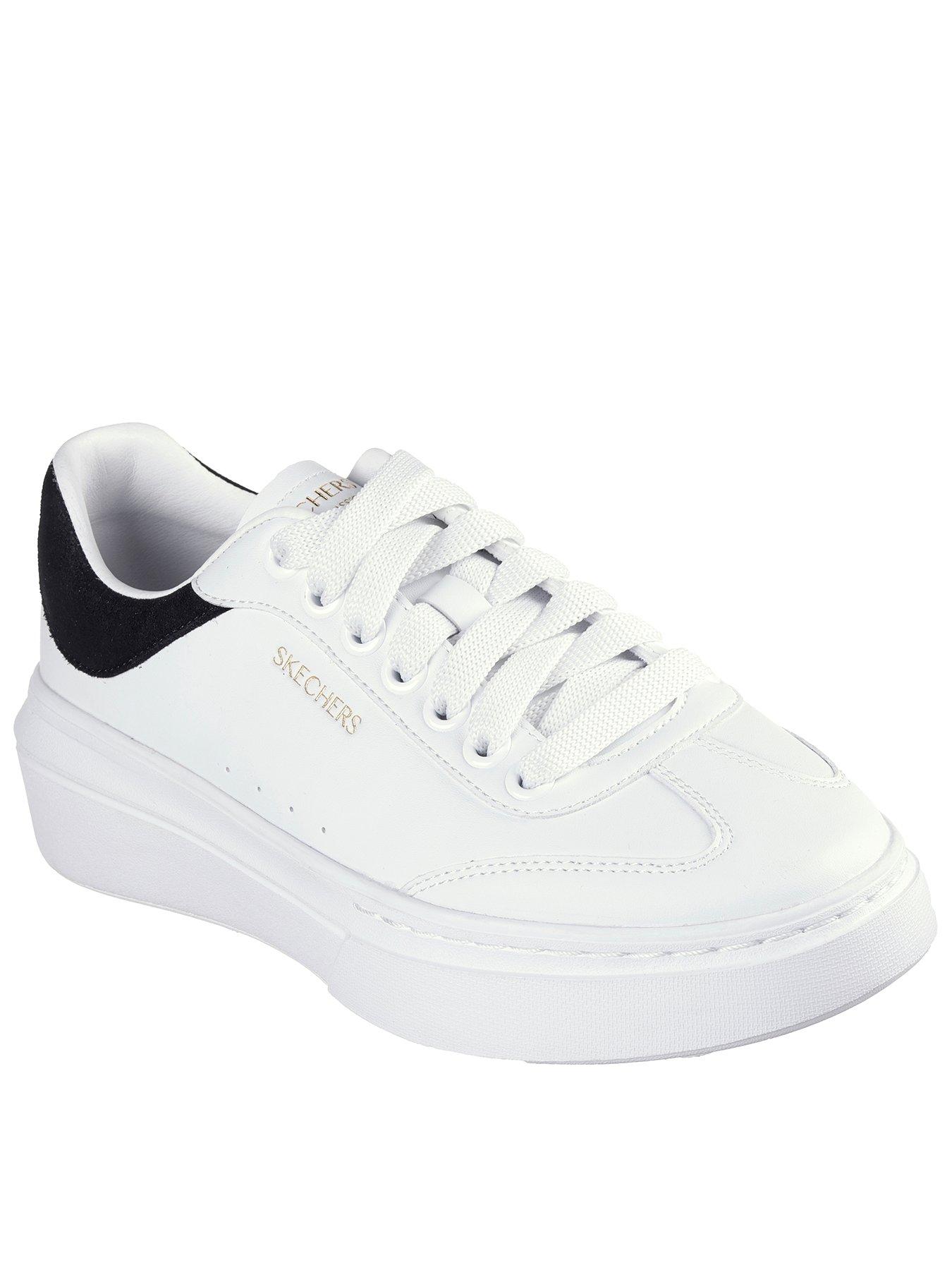 Skechers Duraleather Overlay Lace-up Trainers - White & Black