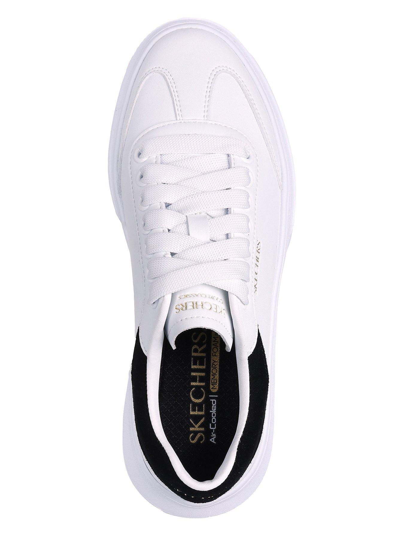 Skechers Duraleather Overlay Lace-up Trainers - White & Black