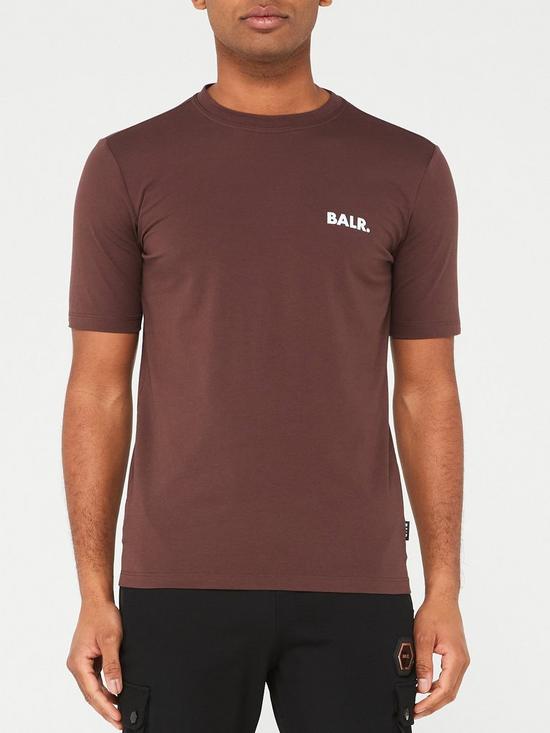 front image of balr-athletic-small-branded-chest-t-shirt-dark-brown