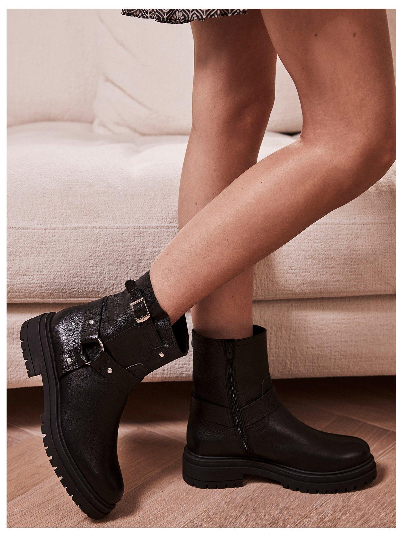 Black Leather Biker Boots