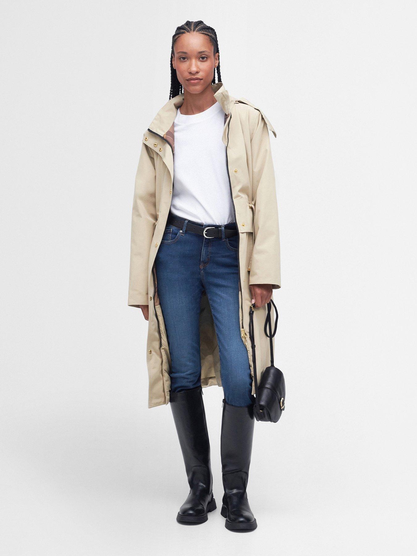 Check lined trench on sale coat