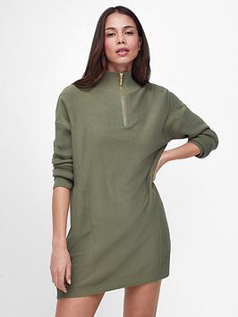 barbour international louda half zip knitted mini dress - green