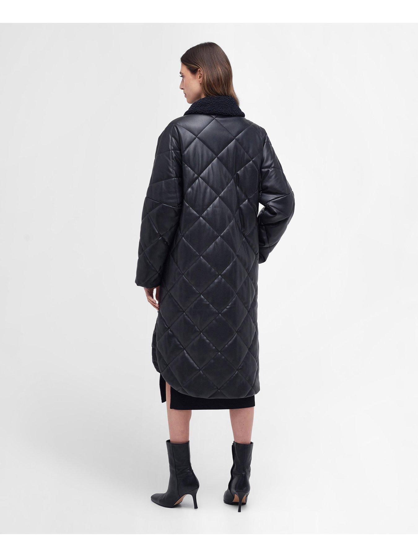 Image 2 of 6 of Barbour International Neutron Diamond Quilted Collared Coat - Black