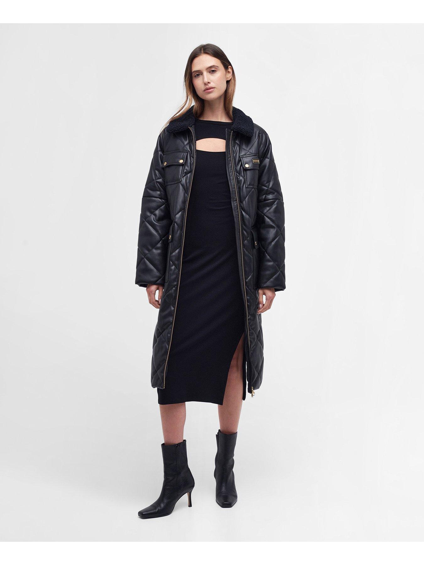 Image 3 of 6 of Barbour International Neutron Diamond Quilted Collared Coat - Black