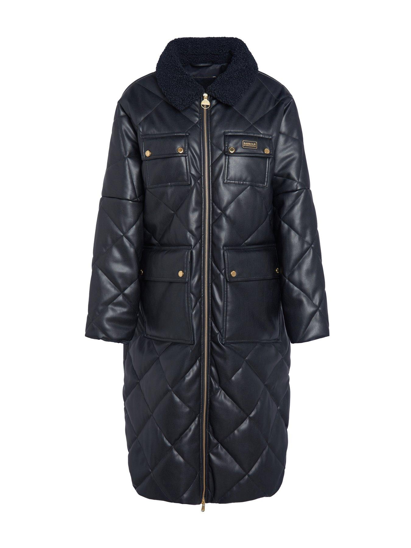Image 6 of 6 of Barbour International Neutron Diamond Quilted Collared Coat - Black