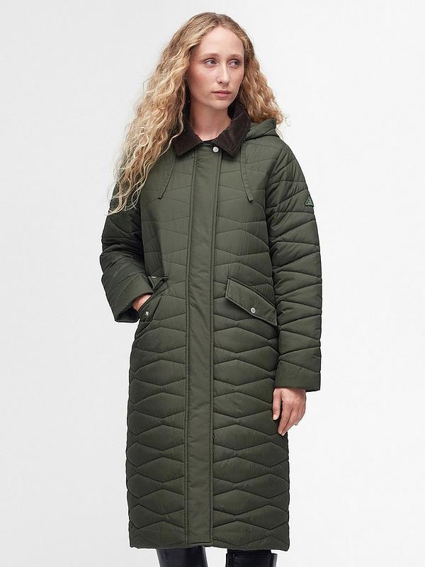 Barbour Oakfield Cord Collared Quilted Jacket - Green | Very.co.uk