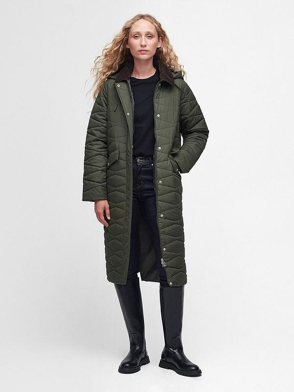 Barbour Oakfield Cord Collared Quilted Jacket - Green | Very.co.uk