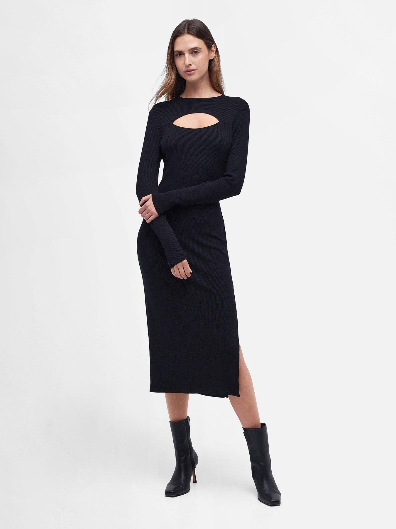 Fitted long 2025 sleeve midi dress