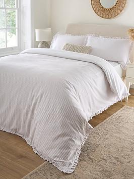 Product photograph of Very Home Stripe Seersucker Ruffle Edge Duvet Cover from very.co.uk