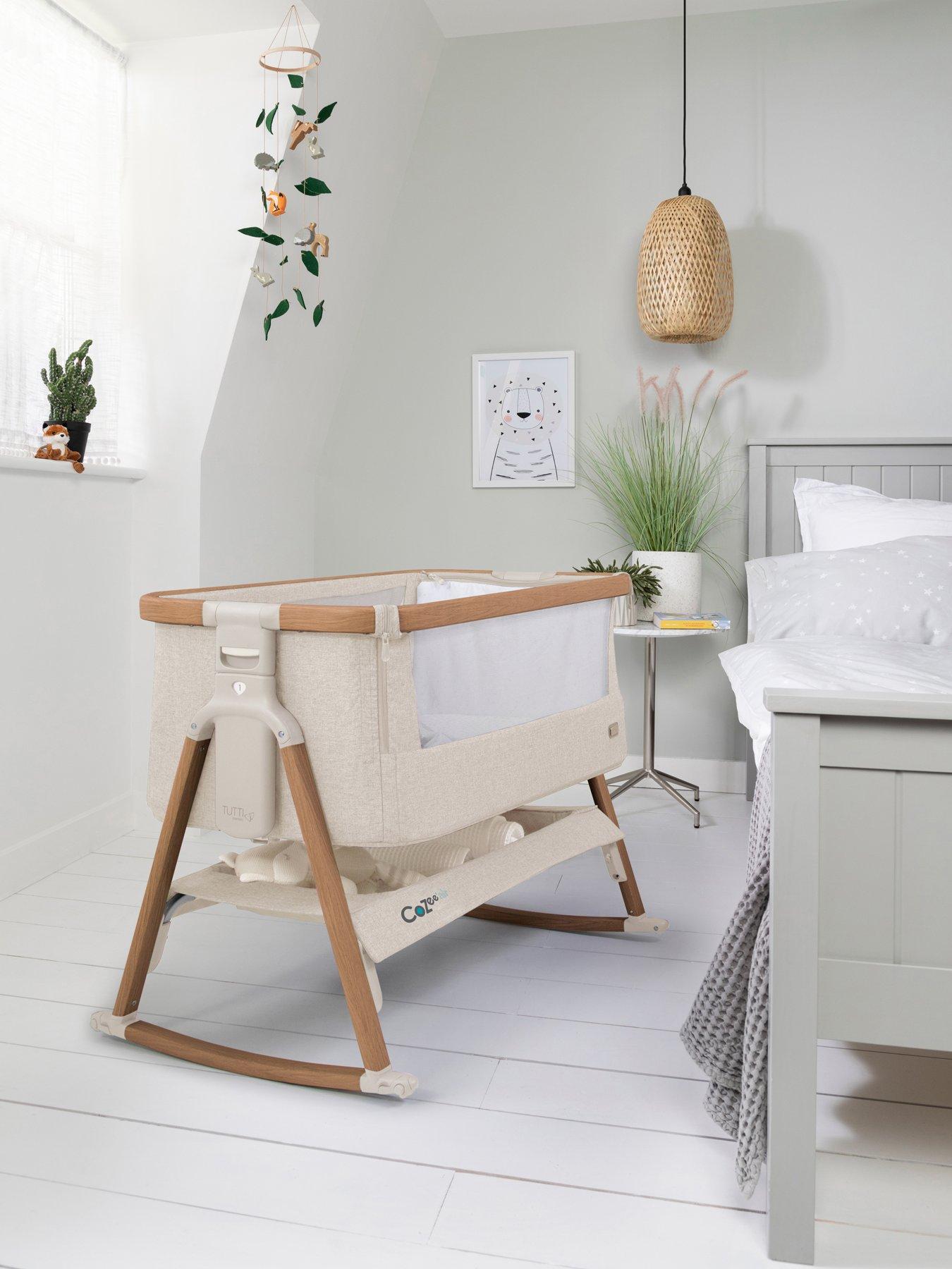 Tutti Bambini CoZee Air Bedside Crib Scandinavian Walnut Ecru