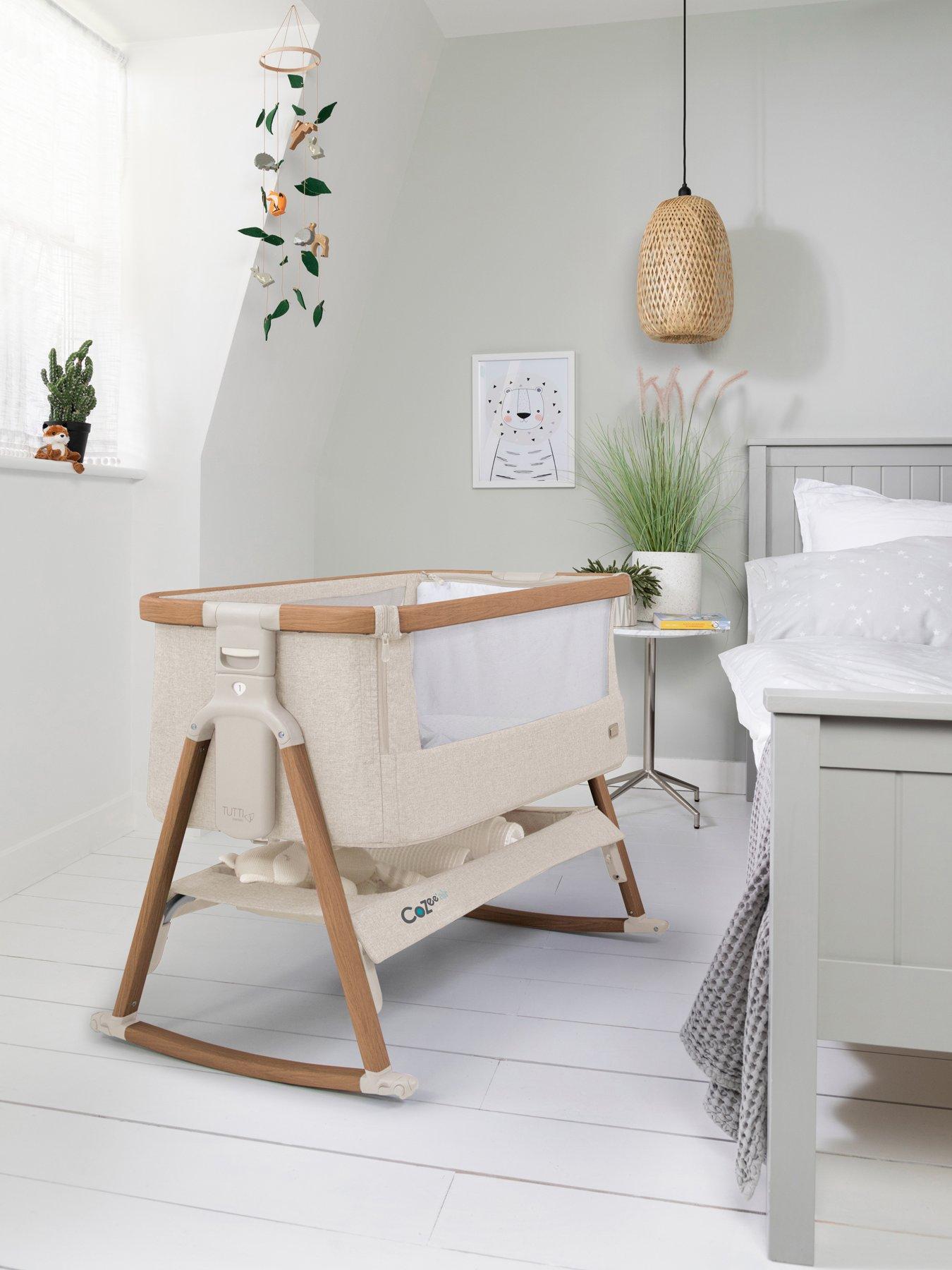 undefined CoZee Air Bedside Crib - Scandinavian Walnut/Ecru
