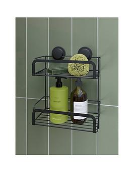 Product photograph of Croydex Stick N Lock 2 Tier Cosmetic Basket from very.co.uk