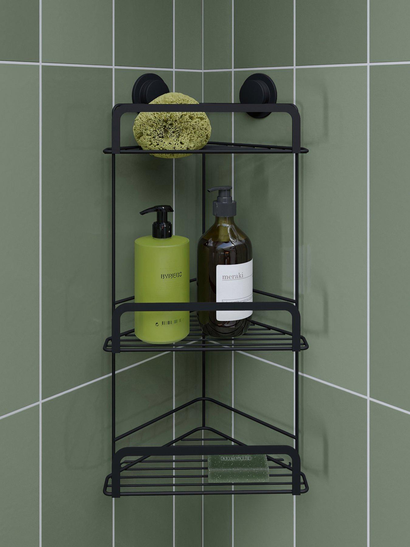 Croydex Stick ‘n’ Lock 3-Tier Bathroom Corner Basket